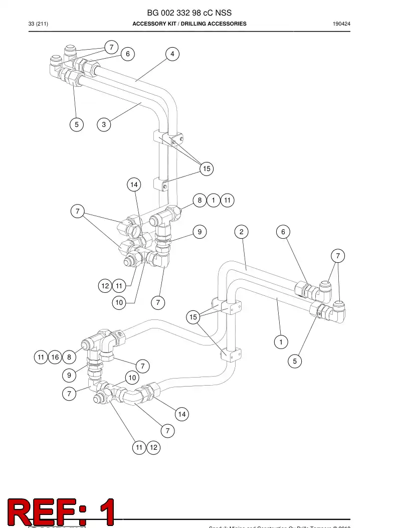 BG00206023c BG 002 060 23c Pipe, Hydraulic - Sandvik Technical Drawing
