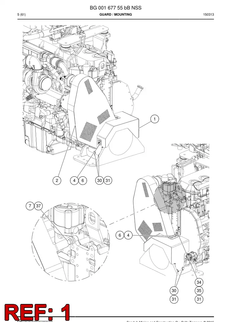 BG00208193b BG 002 081 93b Guard - Sandvik Technical Drawing