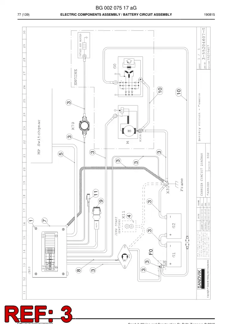 BG00208315e BG 002 083 15e Wiring Harness Assembly - Sandvik Technical Drawing