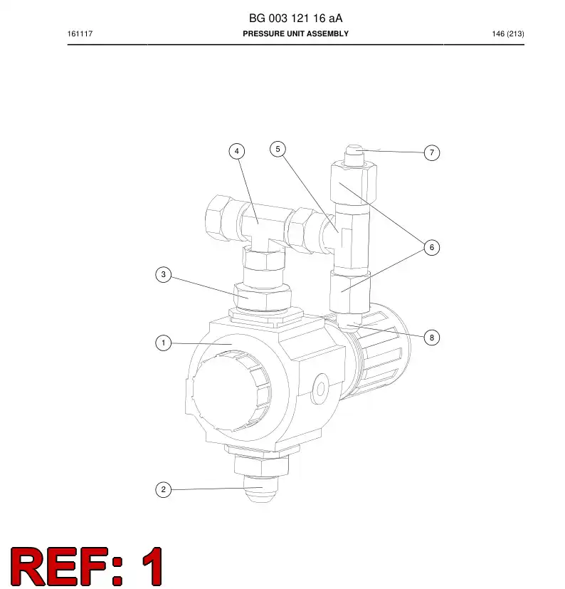 BG00208753a BG 002 087 53a Regulator, Pressure - Sandvik Technical Drawing