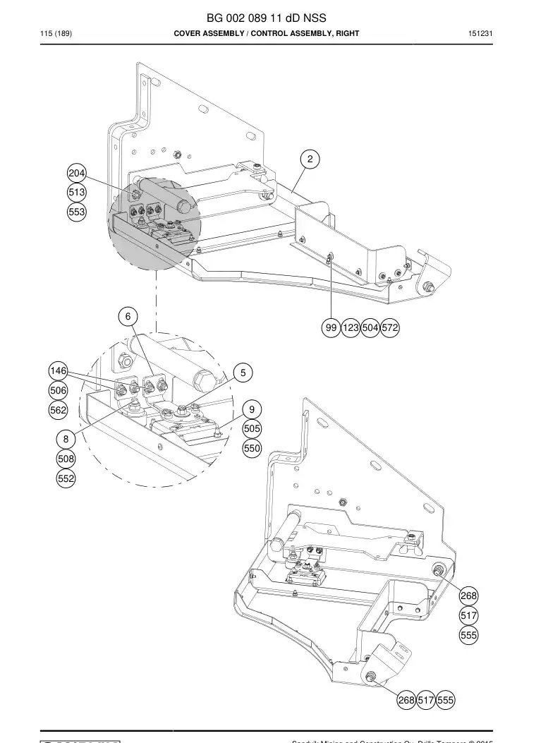 BG00208911d BG 002 089 11d Cover Assembly - Sandvik Technical Drawing