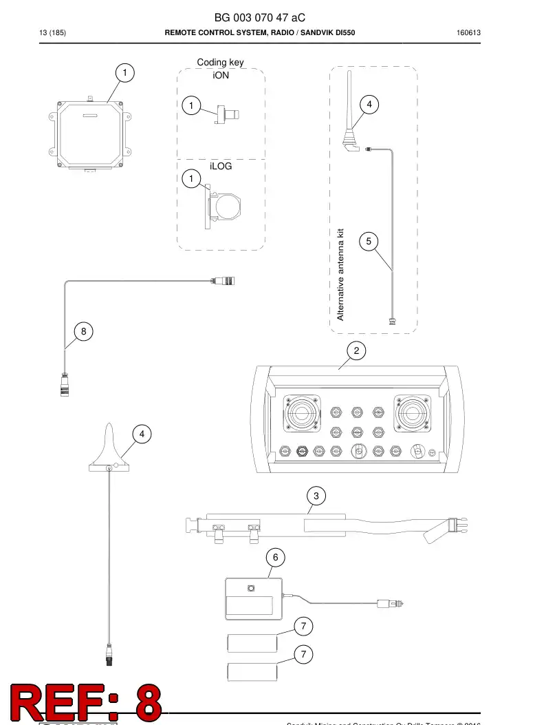 BG00209860b BG 002 098 60b Cable - Sandvik Technical Drawing