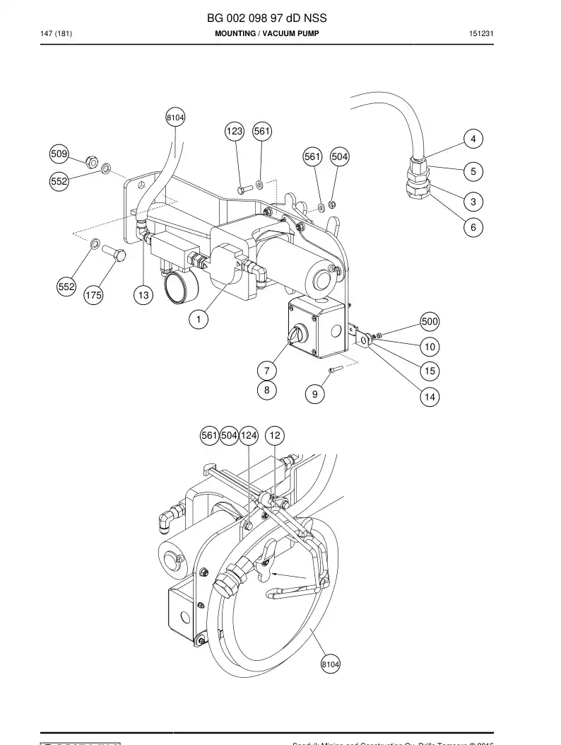 BG00209897d BG 002 098 97d Mounting - Sandvik Technical Drawing