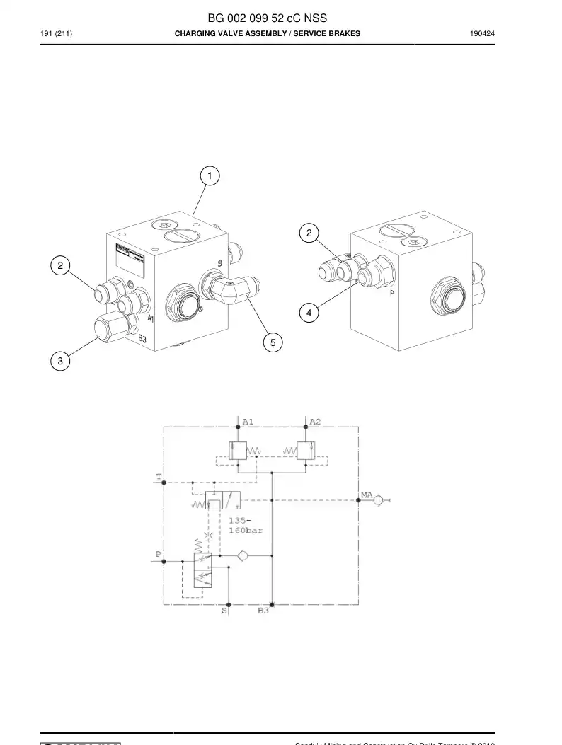 BG00209952c BG 002 099 52c Charging Valve Assembly - Sandvik Technical Drawing