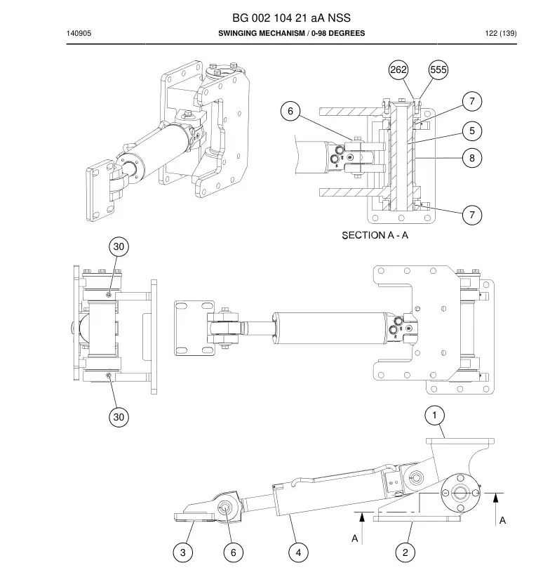 BG00210421a BG 002 104 21a Swinging Mechanism - Sandvik Technical Drawing