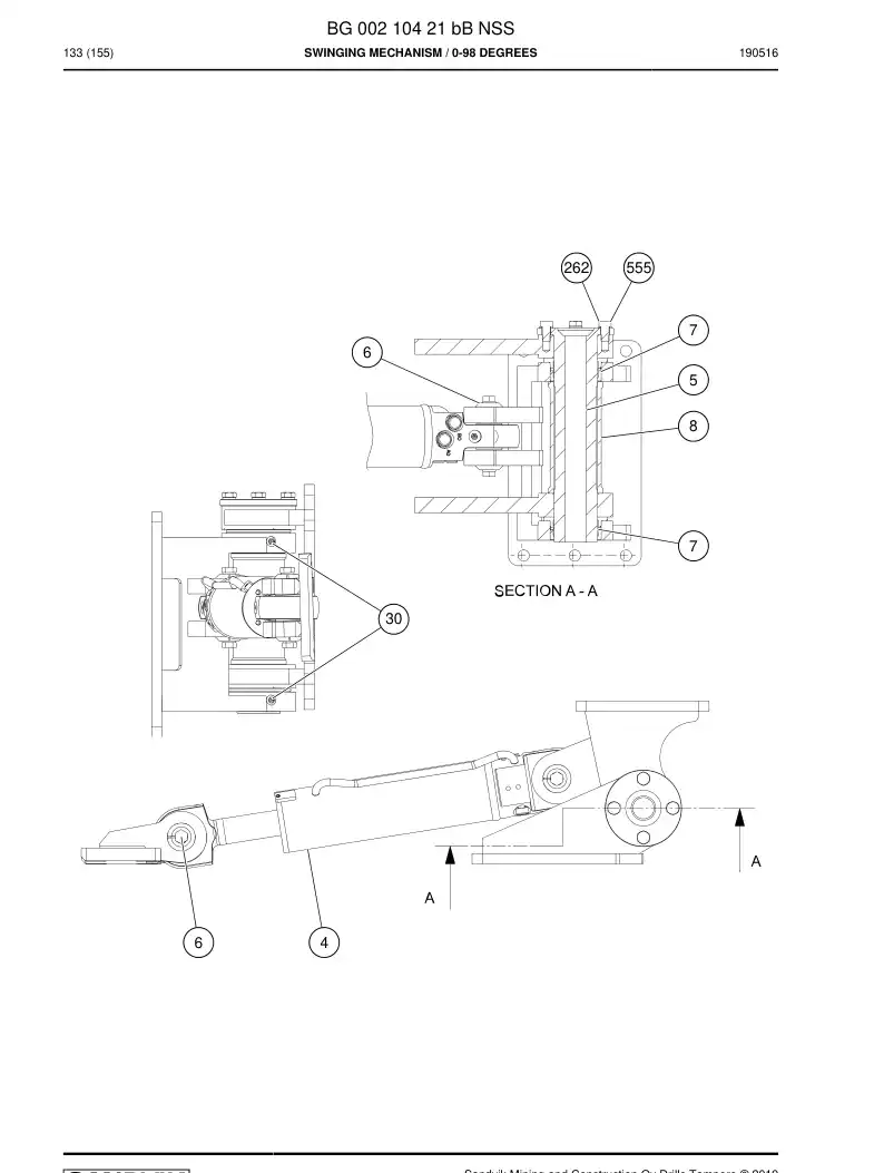 BG00210421b BG 002 104 21b Swinging Mechanism - Sandvik Technical Drawing