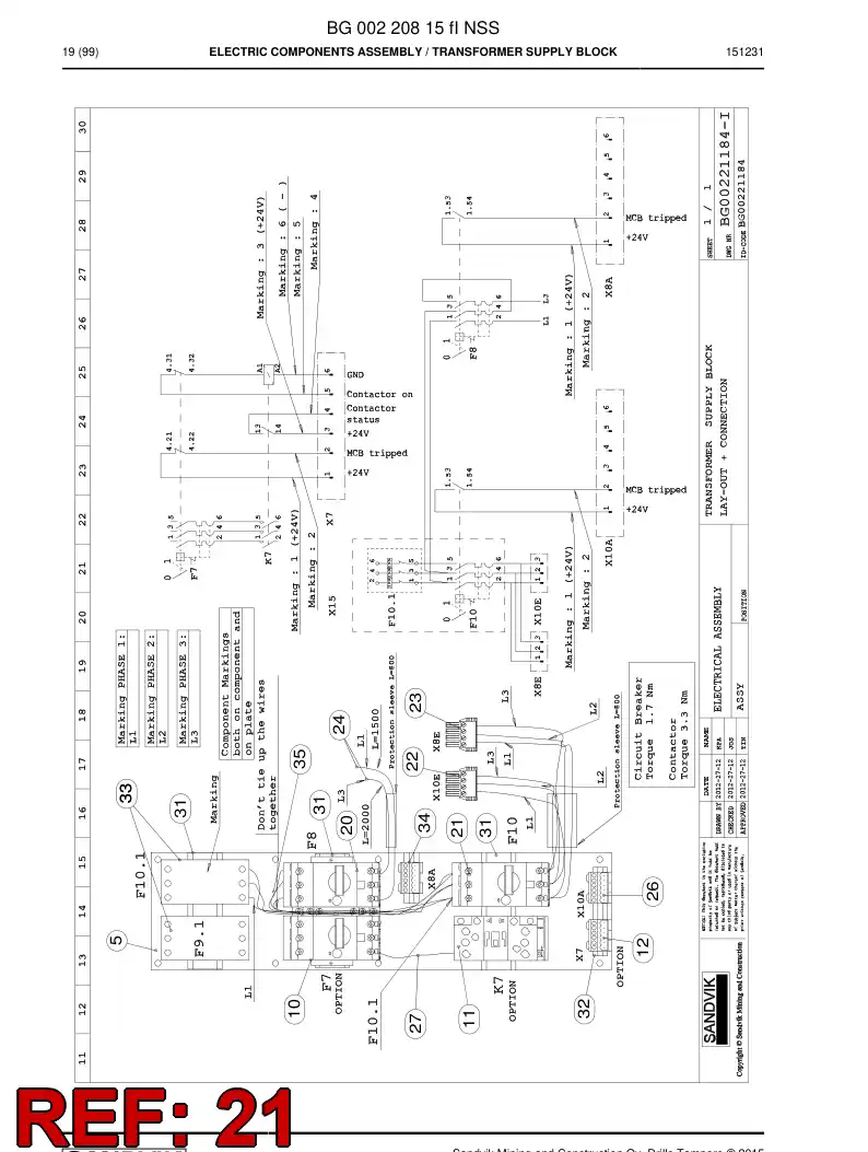 BG00210556d BG 002 105 56d Circuit Breaker, Three-Phase, manual reset - Sandvik Technical Drawing