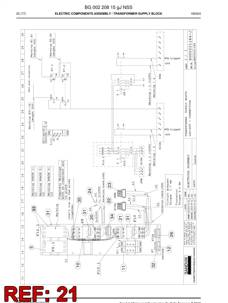 BG00210556e BG 002 105 56e Circuit Breaker, Three-Phase, manual reset - Sandvik Technical Drawing