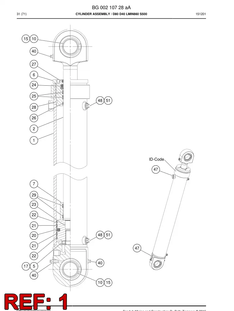 BG00210720a BG 002 107 20a Tube, Cylinder - Sandvik Technical Drawing
