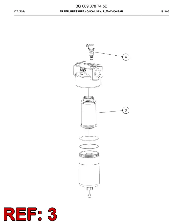 BG00212157b BG 002 121 57b Element, Filter - Sandvik Technical Drawing