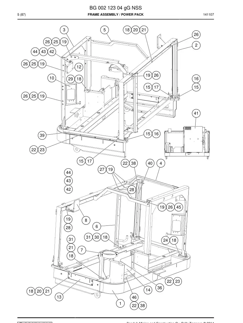 BG00212304g BG 002 123 04g Frame Assembly - Sandvik Technical Drawing