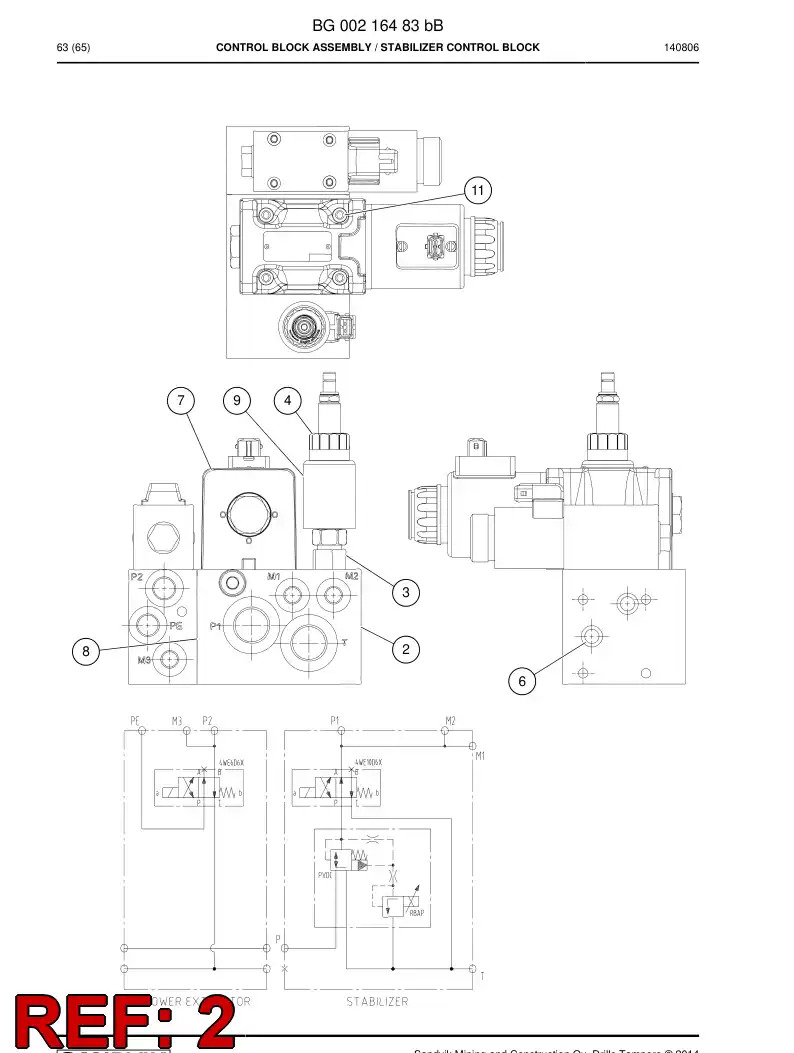 BG00212554a BG 002 125 54a Manifold, Hydraulic - Sandvik Technical Drawing