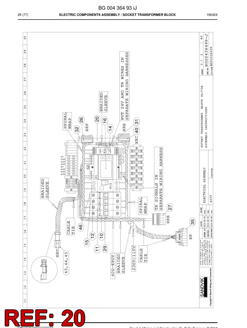 BG00212835d BG 002 128 35d Transformer - Sandvik Technical Drawing