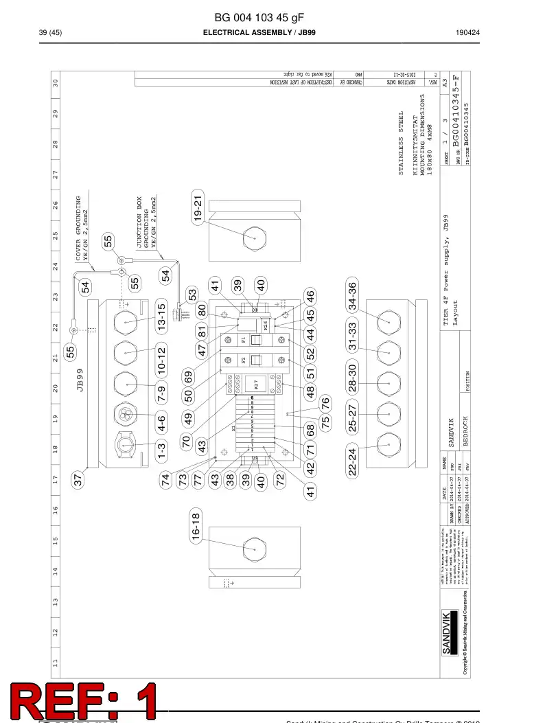 BG00213115a BG 002 131 15a Entry, Cable - Sandvik Technical Drawing