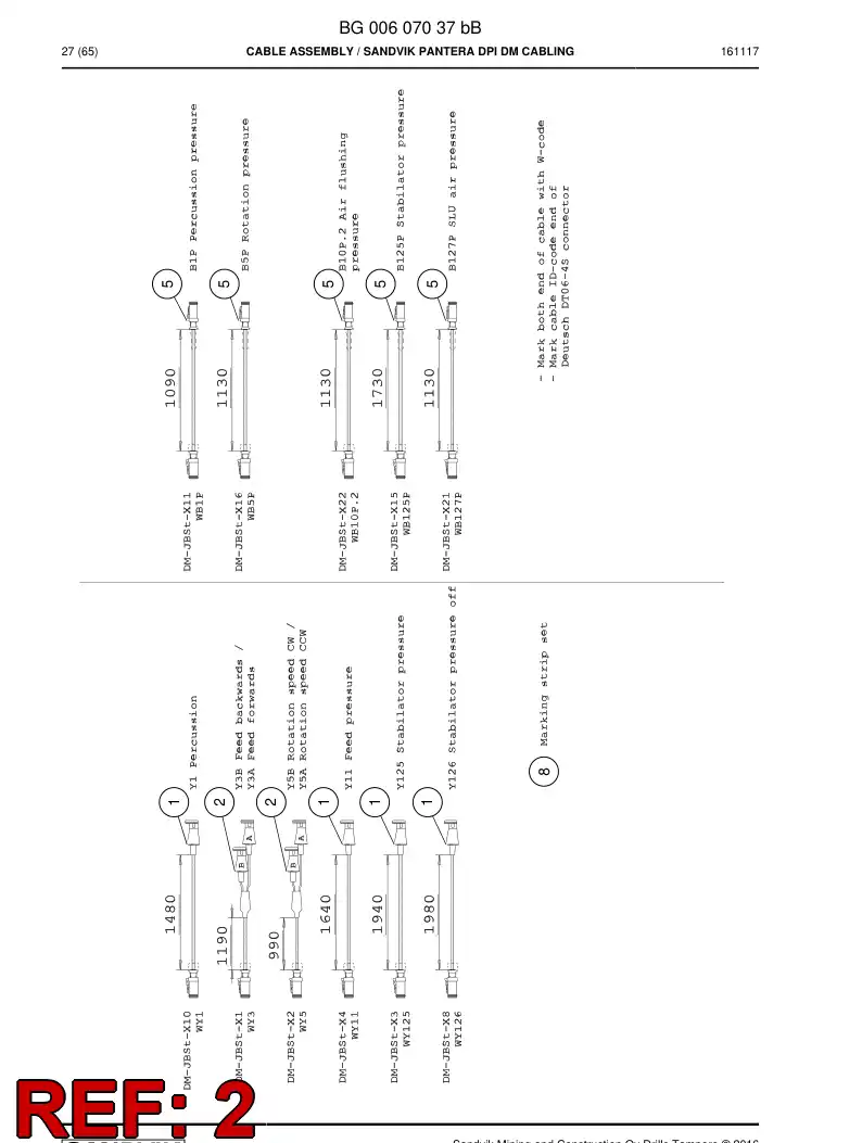 BG00213411c BG 002 134 11c Cable Assembly - Sandvik Technical Drawing