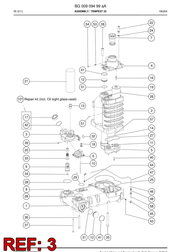 BG00213646a BG 002 136 46a Housing, Filter - Sandvik Technical Drawing