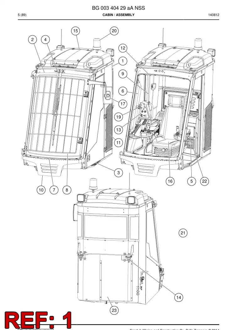 BG00213932a BG 002 139 32a Frame, Cabin - Sandvik Technical Drawing