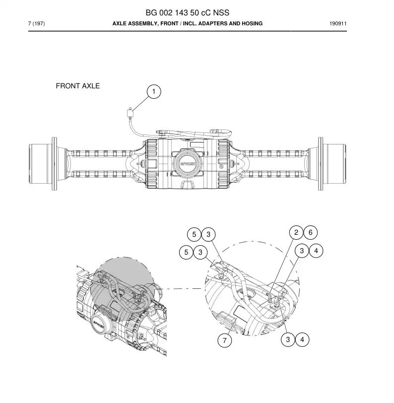 BG00214350c BG 002 143 50c Axle Assembly, Front - Sandvik Technical Drawing