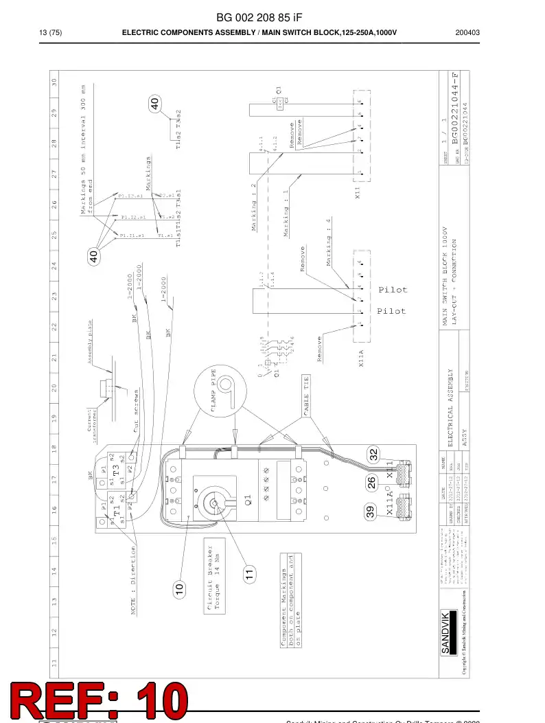 BG00214356d BG 002 143 56d Switch, Main - Sandvik Technical Drawing