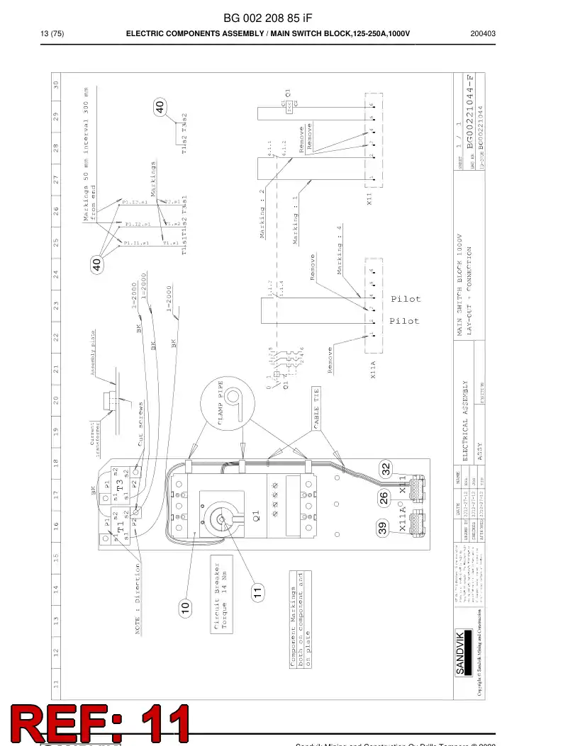 BG00214552a BG 002 145 52a Handle, Switch - Sandvik Technical Drawing
