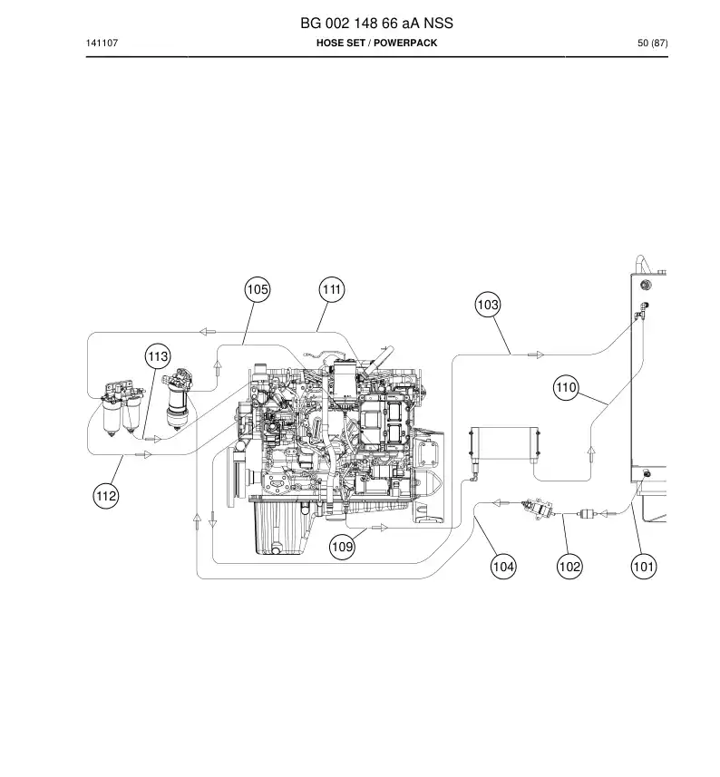 BG00214866a BG 002 148 66a Hose Set - Sandvik Technical Drawing