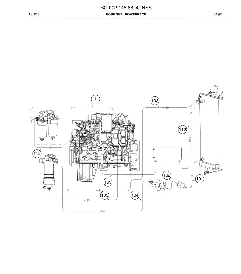 BG00214866c BG 002 148 66c Hose Set - Sandvik Technical Drawing