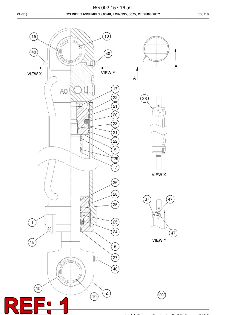 BG00215722a BG 002 157 22a Tube, Cylinder - Sandvik Technical Drawing