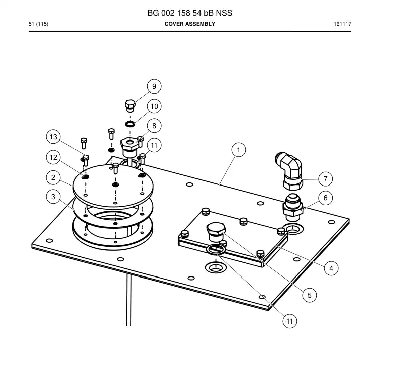 BG00215854b BG 002 158 54b Cover assembly - Sandvik Technical Drawing
