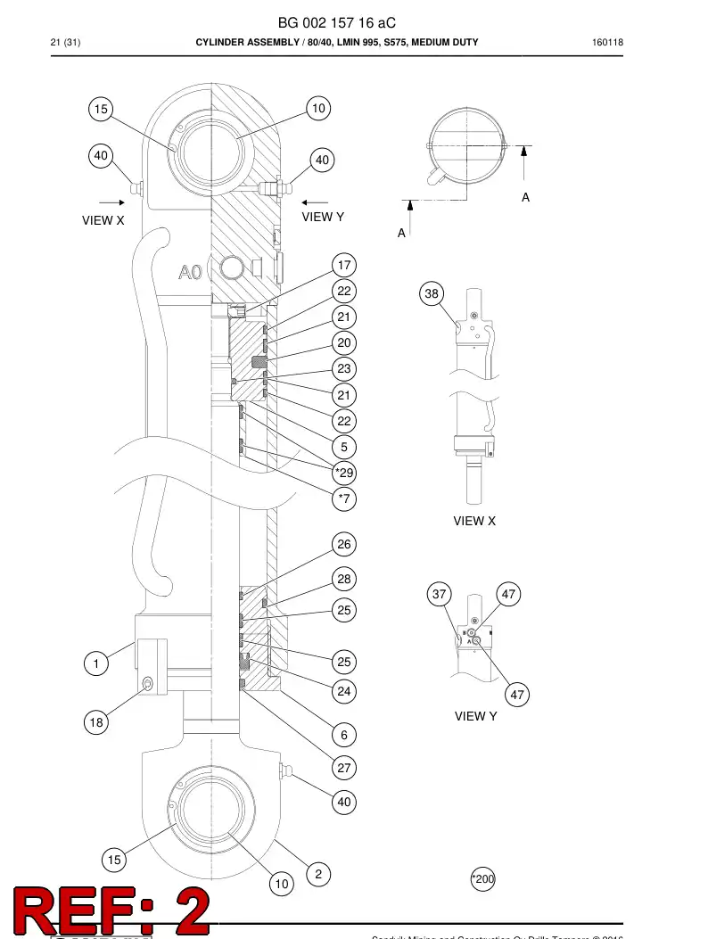 BG00216294a BG 002 162 94a Rod, Cylinder - Sandvik Technical Drawing