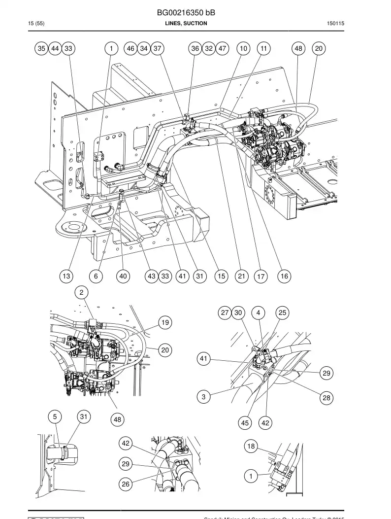 BG00216350b BG 002 163 50b Lines, Suction - Sandvik Technical Drawing