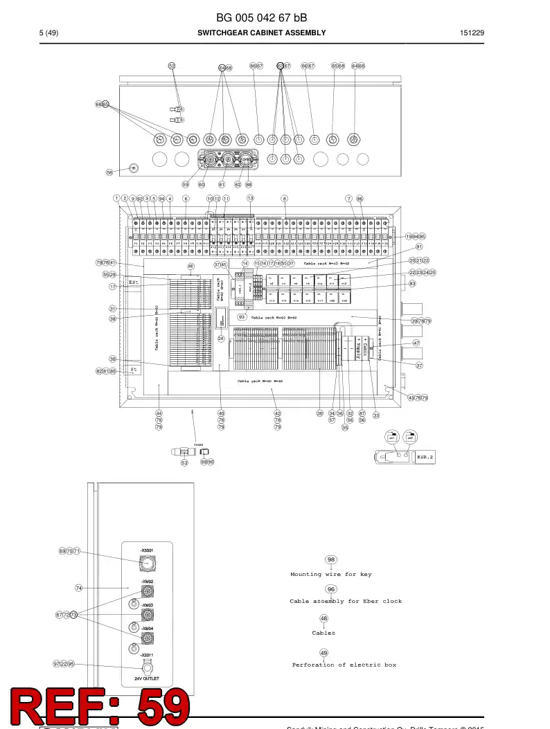 BG00216381a BG 002 163 81a Plate, Cable Entry - Sandvik Technical Drawing
