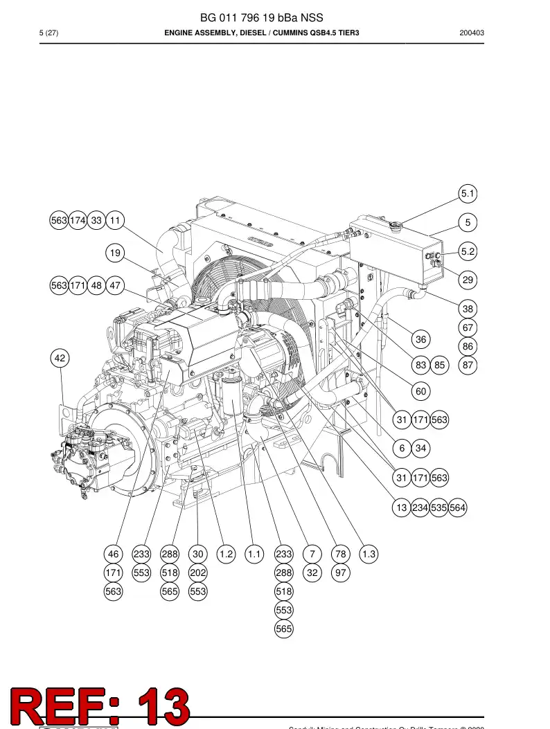 BG00216429d BG 002 164 29d Guard, belt - Sandvik Technical Drawing
