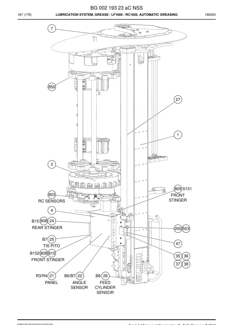 BG00219323a BG 002 193 23a SISTEMA DE LUBRICACIN, GRASA - Sandvik Technical Drawing