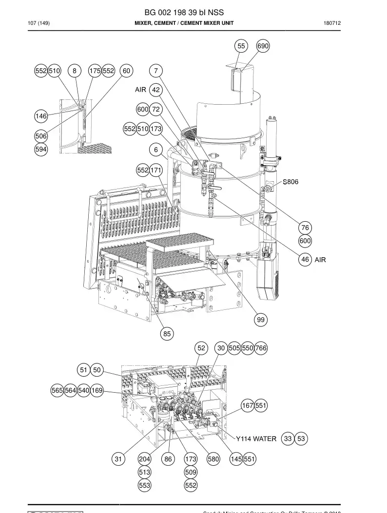 BG00219839b BG 002 198 39b Mixer, Cement - Sandvik Technical Drawing