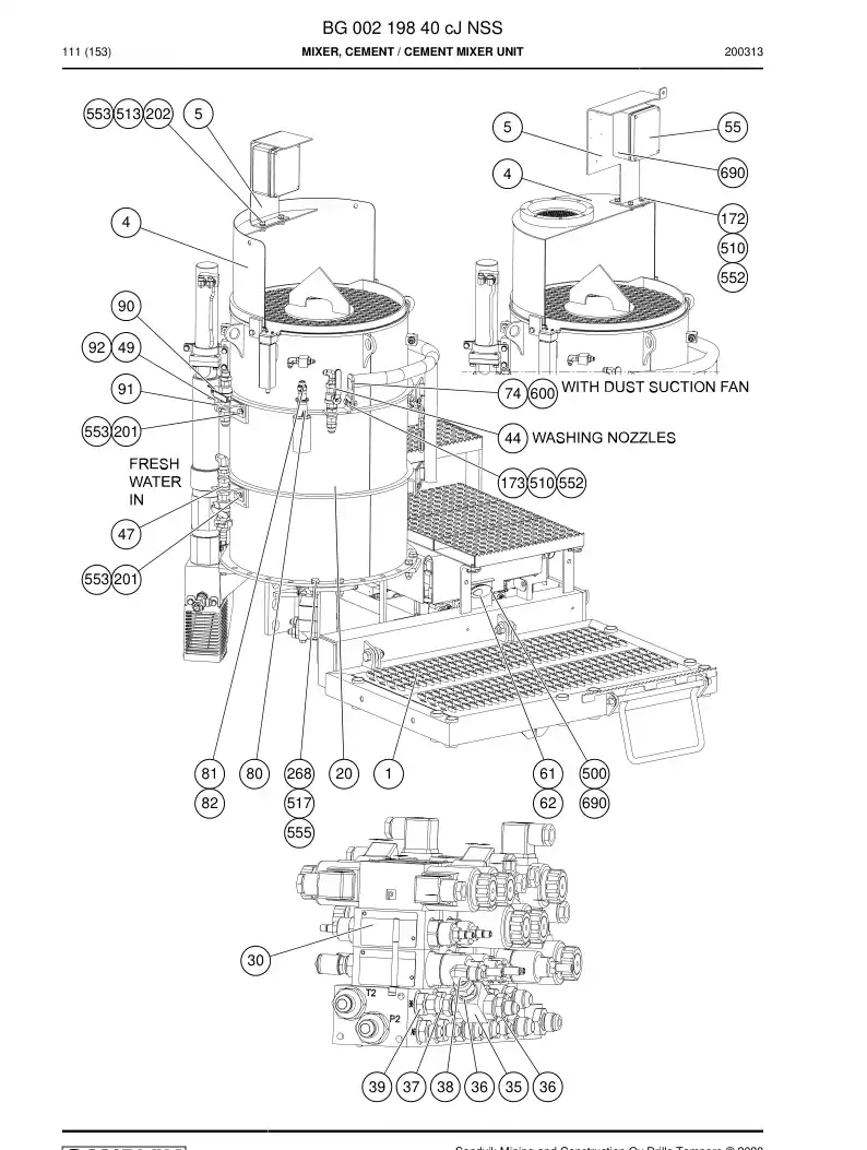 BG00219840c BG 002 198 40c Mixer, Cement - Sandvik Technical Drawing