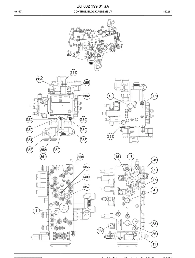 BG00219901c BG 002 199 01c Control Block Assembly - Sandvik Technical Drawing