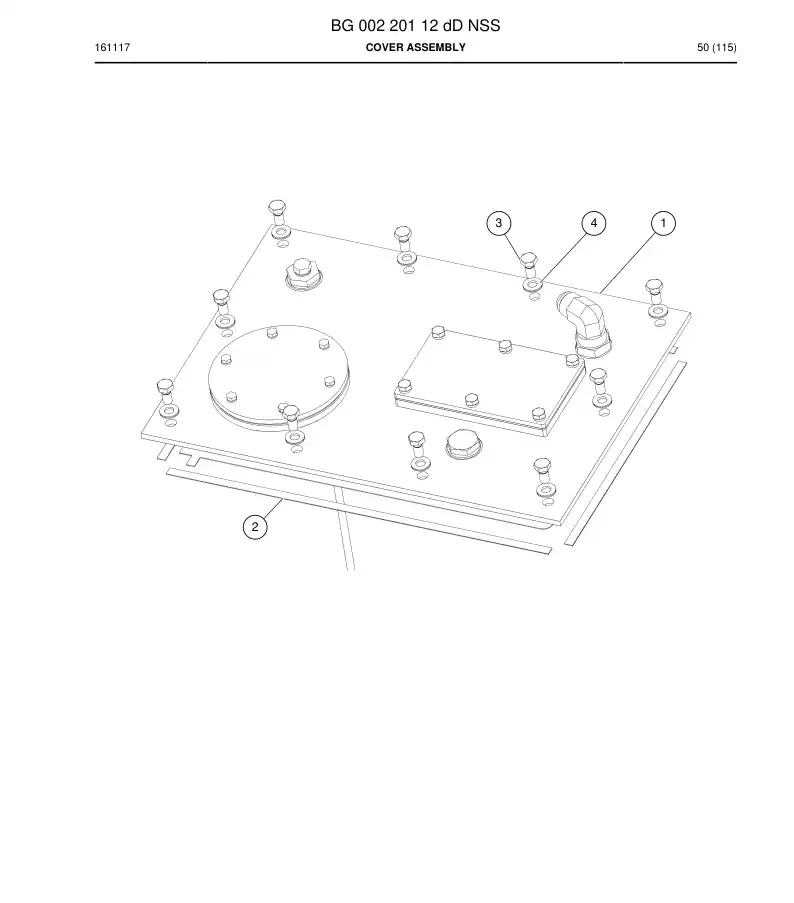 BG00220112c BG 002 201 12c Cover Assembly - Sandvik Technical Drawing