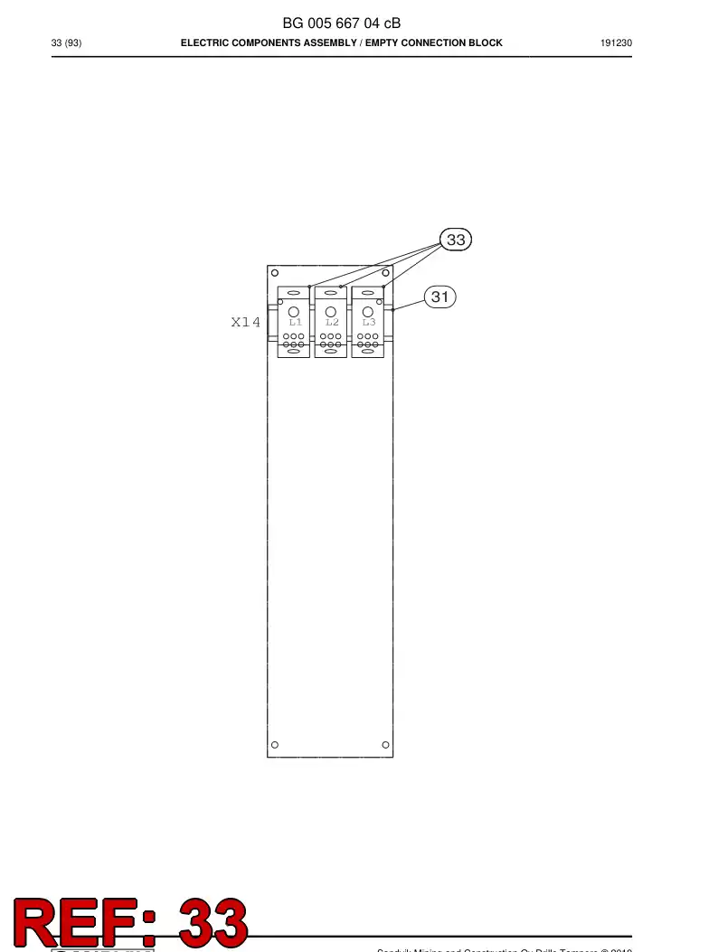 BG00220812c BG 002 208 12c Block, Distribution, Single Pole - Sandvik Technical Drawing