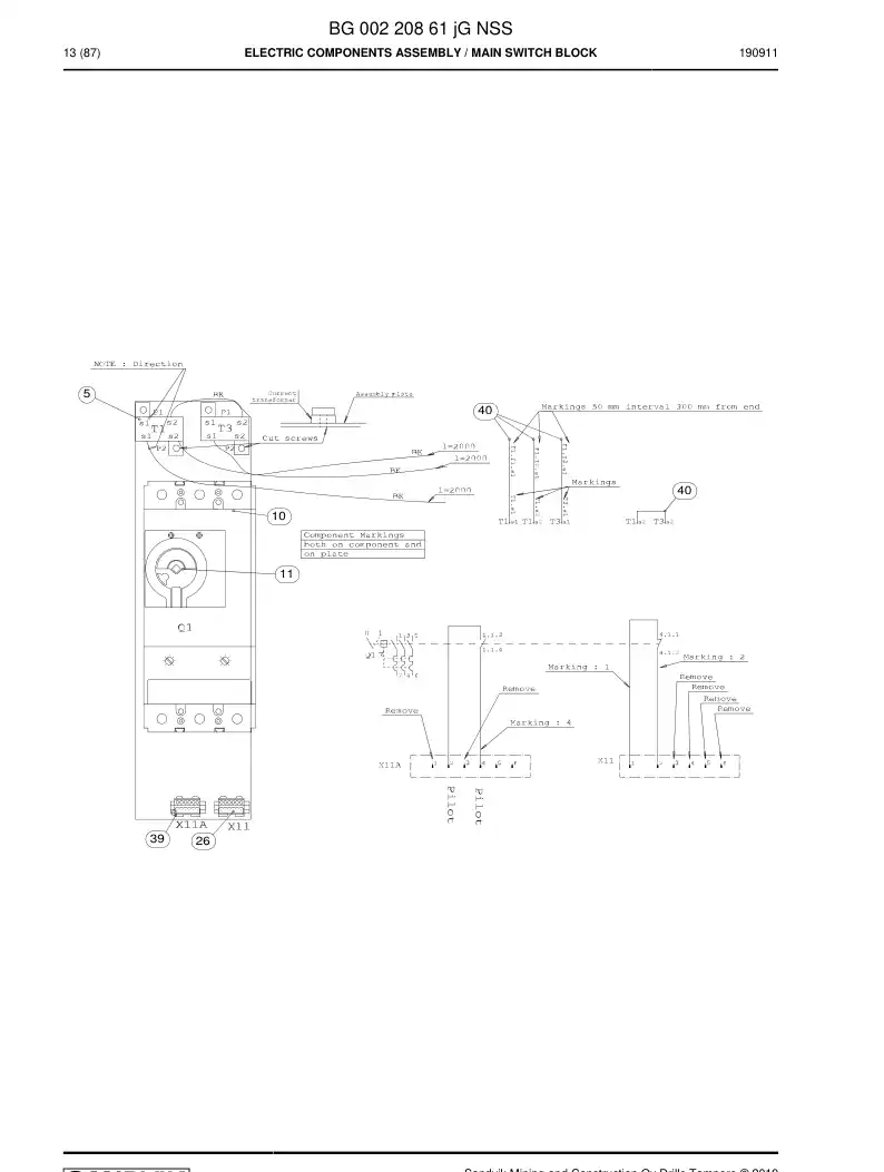 BG00220861j BG 002 208 61j Electric Components Assembly - Sandvik Technical Drawing