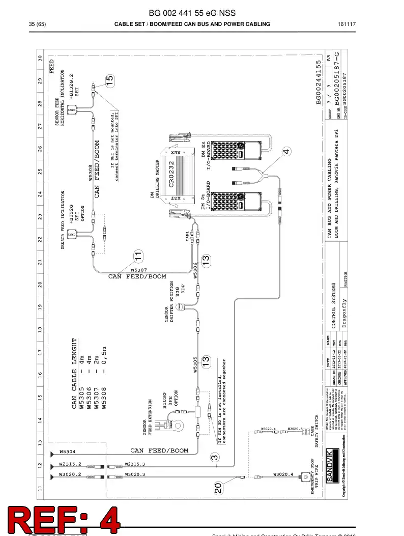 BG00220914c BG 002 209 14c Cable, Prewired Plug - Sandvik Technical Drawing