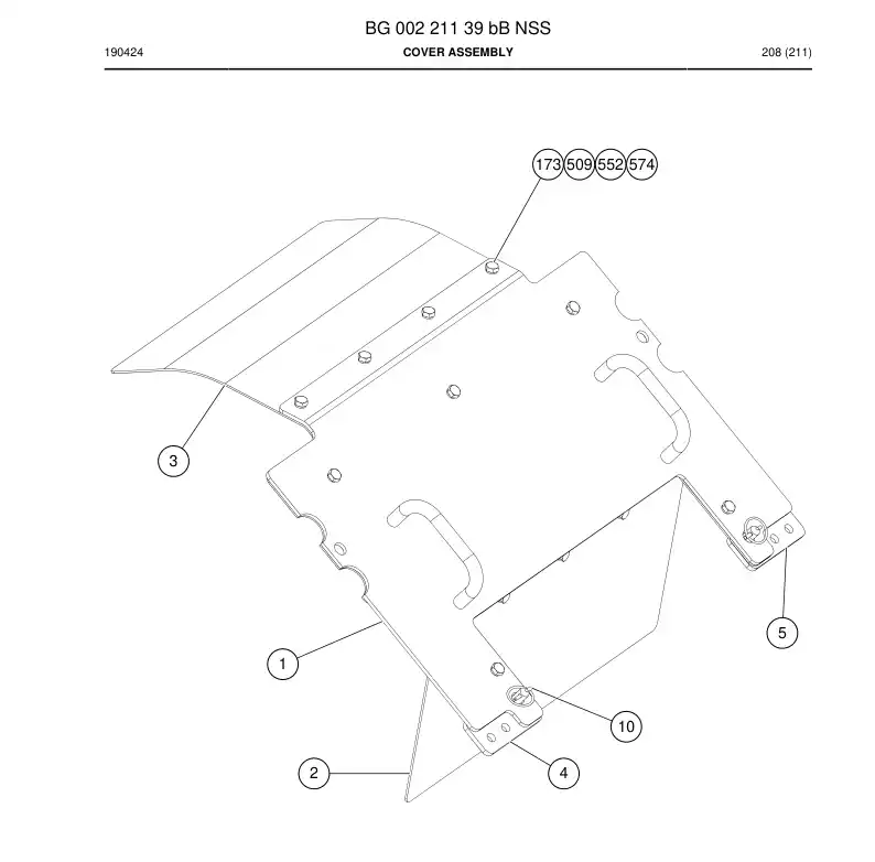 BG00221139b BG 002 211 39b Cover Assembly - Sandvik Technical Drawing