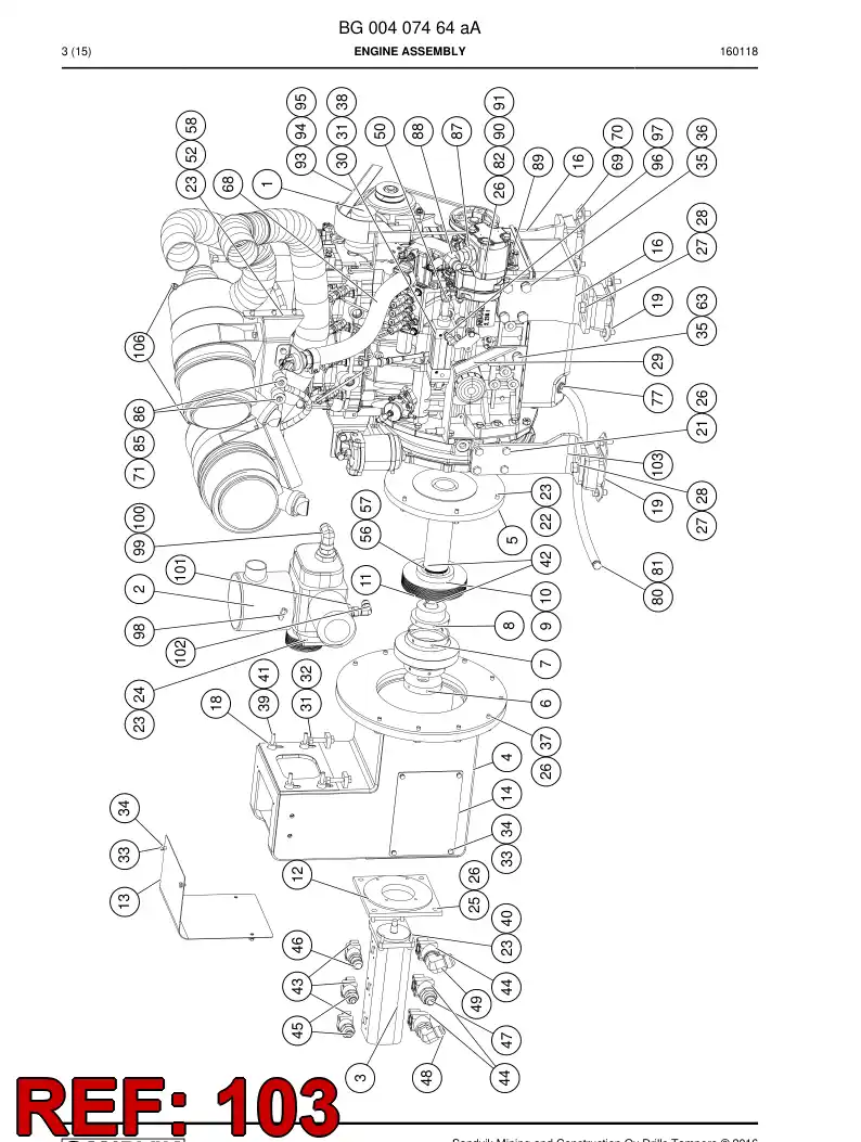BG00221144b BG 002 211 44b Support, Front - Sandvik Technical Drawing