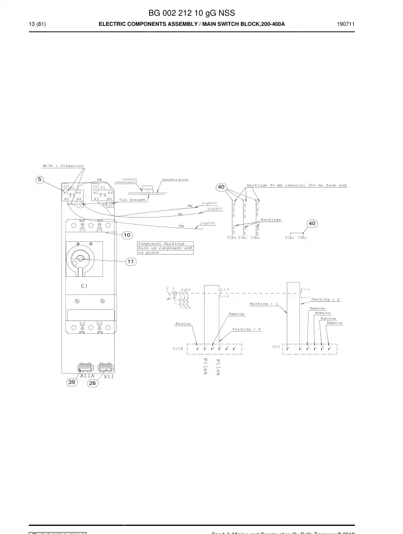 BG00221210g BG 002 212 10g Electric Components Assembly - Sandvik Technical Drawing