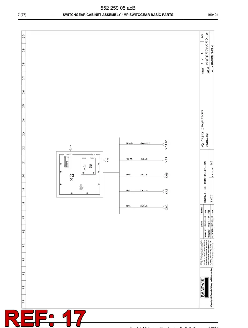 BG00221215a BG 002 212 15a Flange, Protecting - Sandvik Technical Drawing