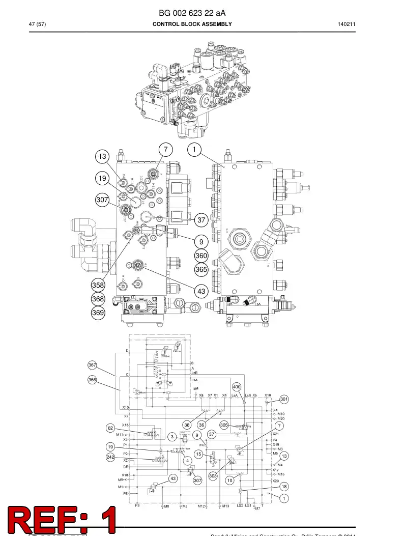 BG00221593a BG 002 215 93a Valve Section - Sandvik Technical Drawing