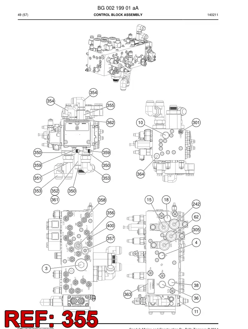 BG00222052a BG 002 220 52a Adapter - Sandvik Technical Drawing