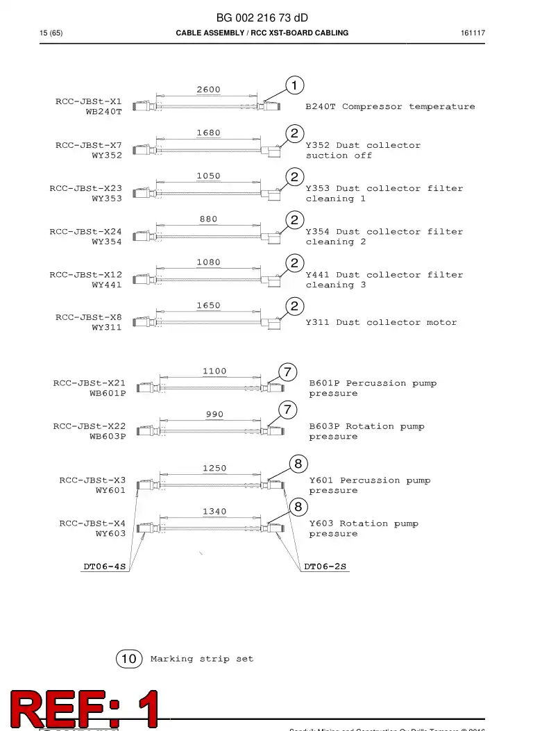 BG00222131a BG 002 221 31a Cable Assembly - Sandvik Technical Drawing