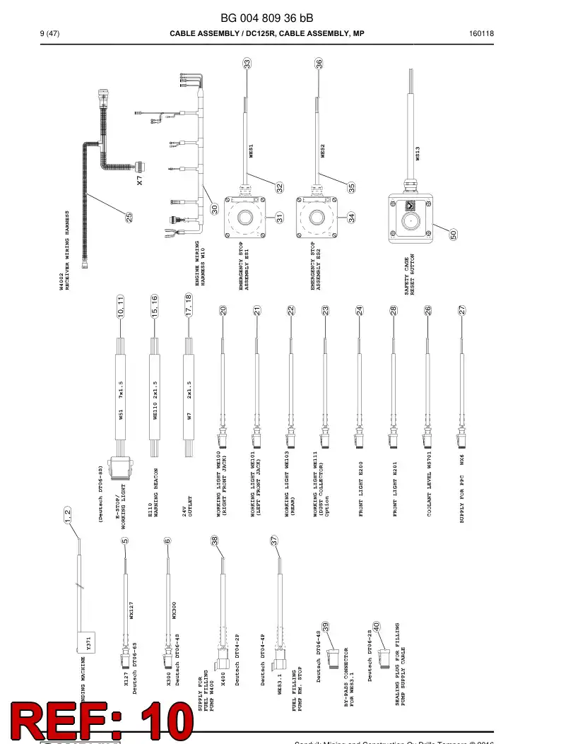 BG00223452a BG 002 234 52a Cable Assembly - Sandvik Technical Drawing