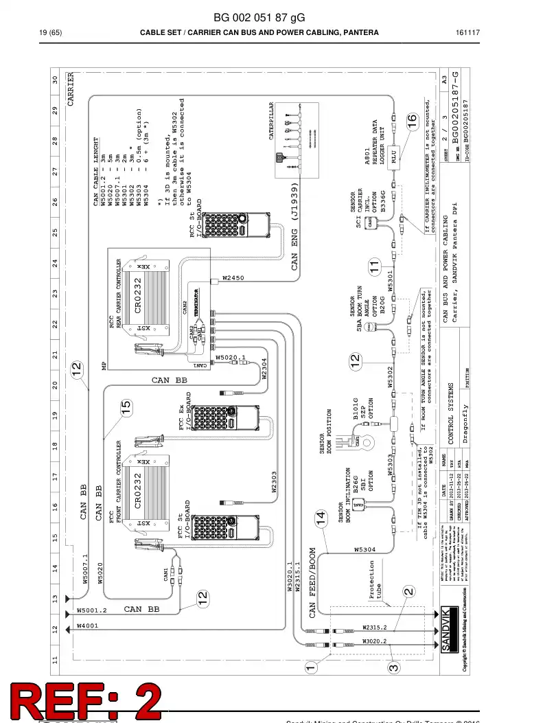 BG00223544b BG 002 235 44b Cable, Prewired Plug - Sandvik Technical Drawing
