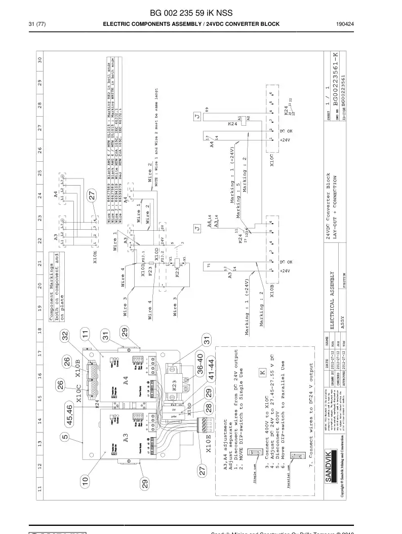 BG00223559i BG 002 235 59i Electric Components Assembly - Sandvik Technical Drawing